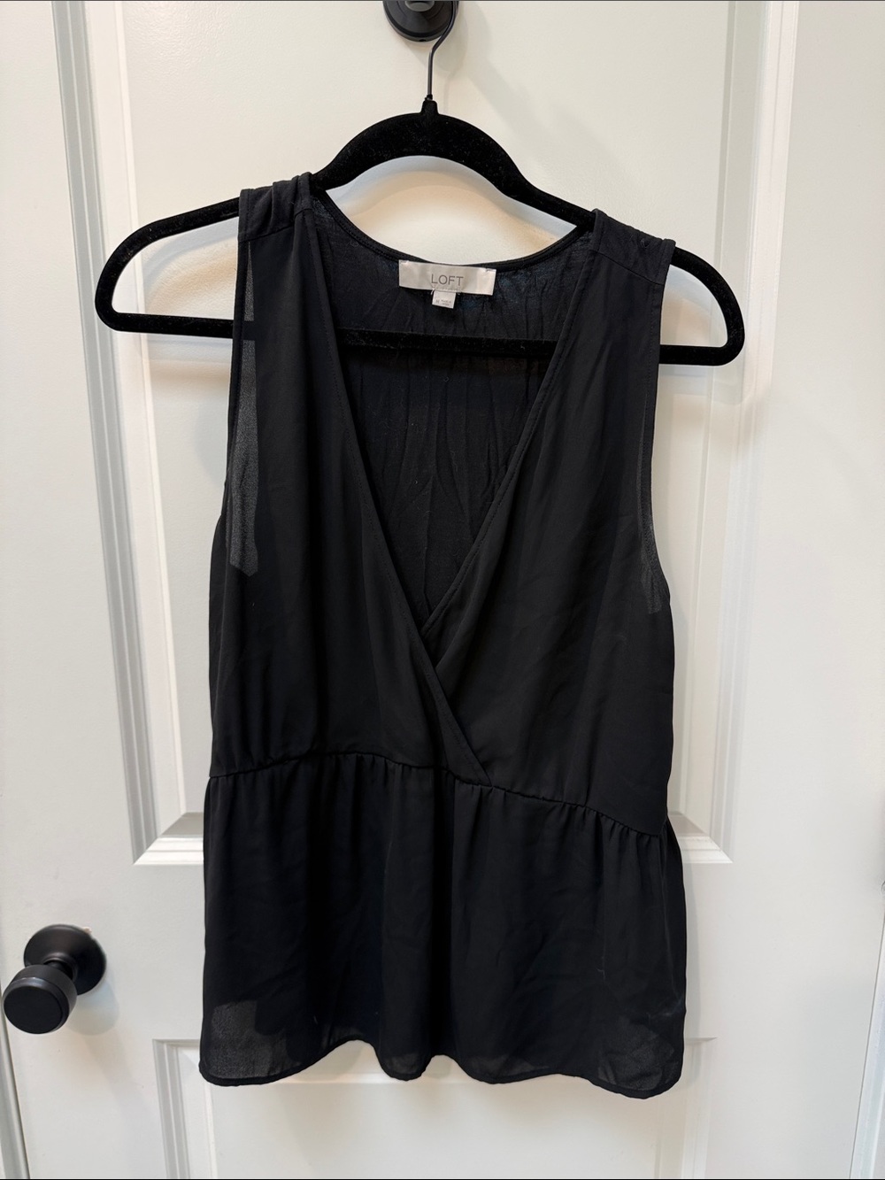 LOFT Black Sleeveless Surplice Peplum Cami